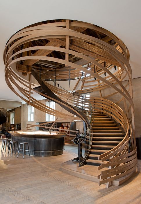 wood stair, prefab house in bali